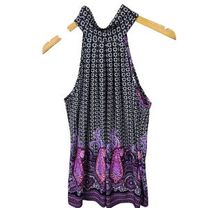 Camille La Vie Black and Purple Midi Dress